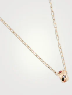 Iconica 18K Rose Gold Pendant Necklace With Multicolour Stones