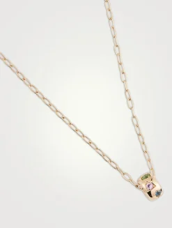 Iconica 18K Rose Gold Pendant Necklace With Multicolour Stones