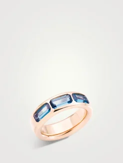 Iconica 18K Rose Gold Ring With Blue Topaz