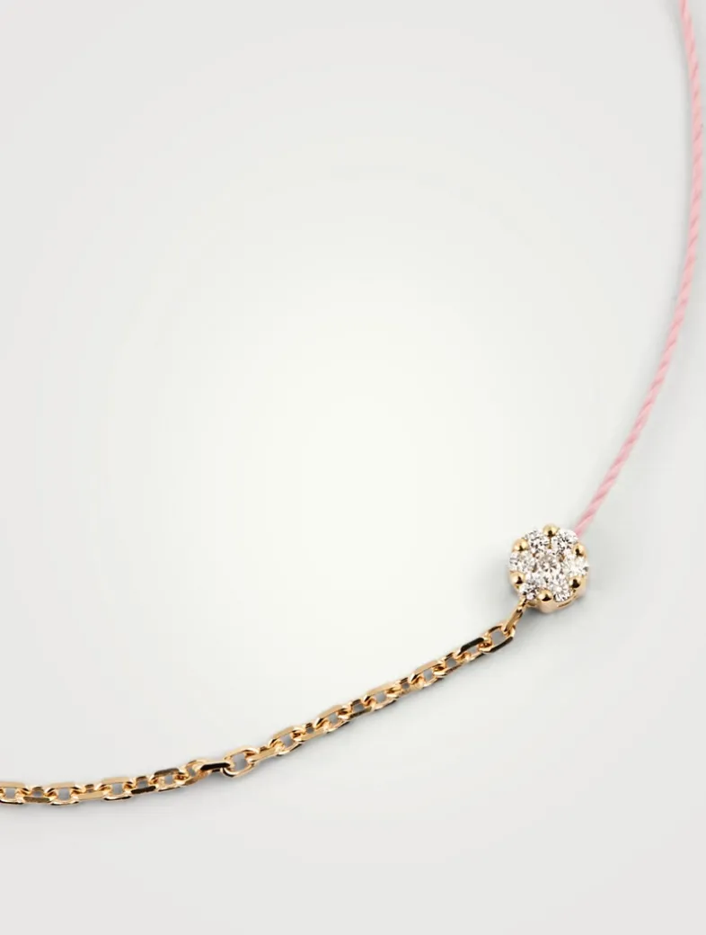 Illusion 18K Gold String-Chain Bracelet With Diamonds