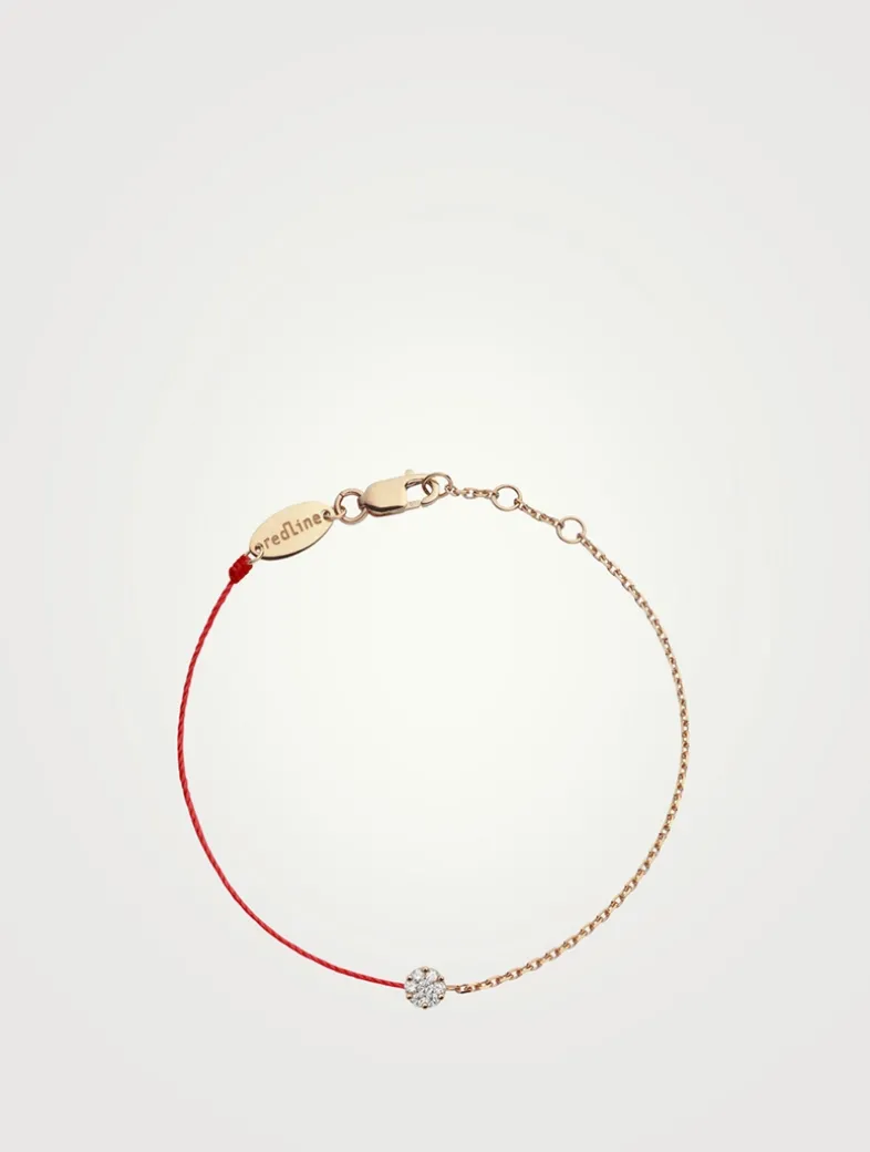 Illusion 18K Rose Gold String Chain Bracelet With Diamonds