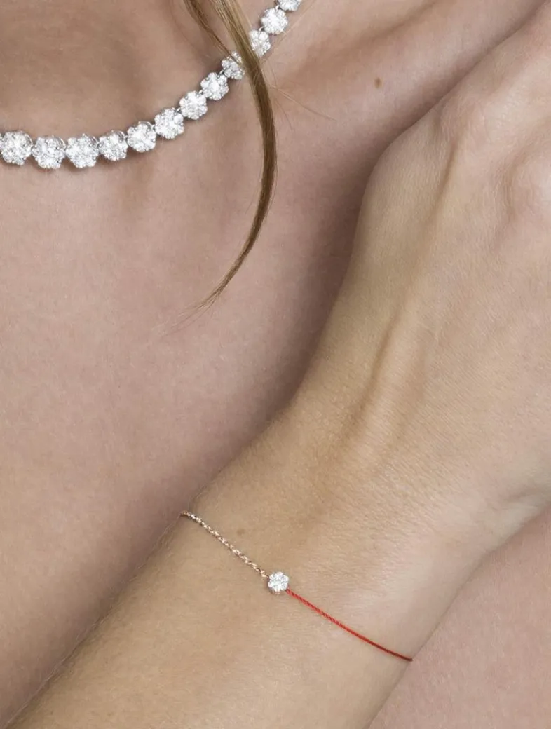 Illusion 18K Rose Gold String Chain Bracelet With Diamonds