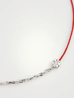 Illusion 18K White Gold String Chain Bracelet With Diamonds