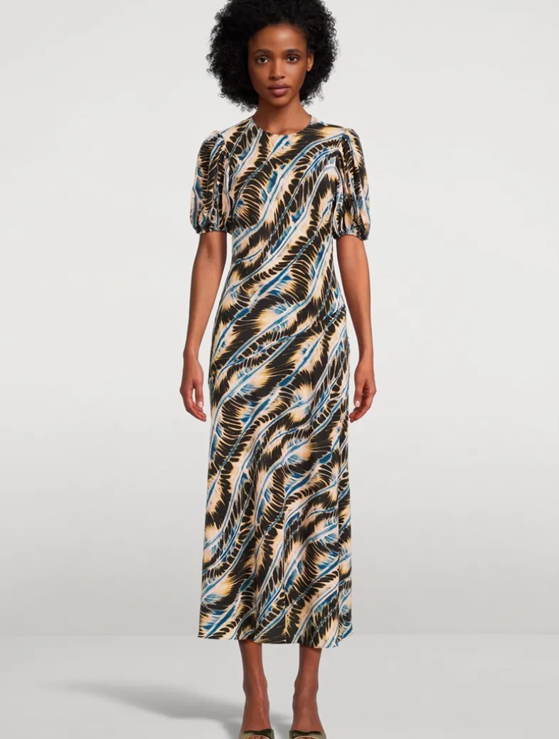 Ines Printed Silk Midi Dress