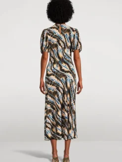 Ines Printed Silk Midi Dress
