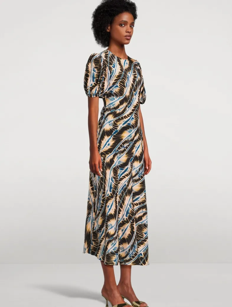 Ines Printed Silk Midi Dress