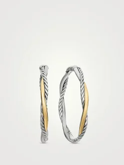 Infinity Hoop Earrings In Sterling Silver With 14k Yellow Gold, 42mm
