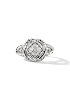 Infinity Ring In Sterling Silver With Pavé Diamonds