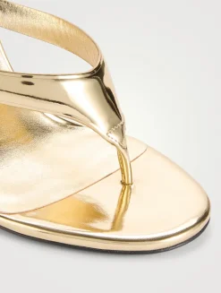 Infradito Metallic Leather Slingback Sandals