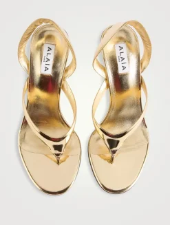 Infradito Metallic Leather Slingback Sandals