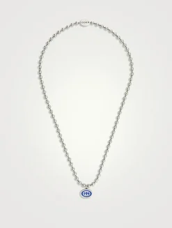 Interlocking G Silver Boule Chain Pendant Necklace
