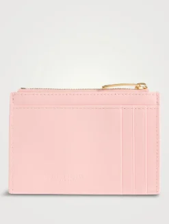 Intrecciato Leather Zip Card Case