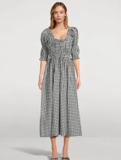 Ischia Midi Dress In Gingham Print