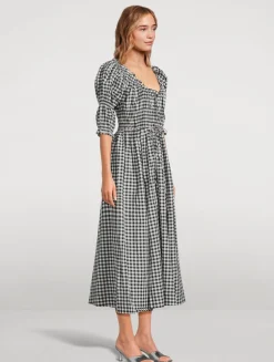 Ischia Midi Dress In Gingham Print
