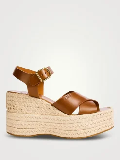 Isla Leather Espadrille Wedge Sandals