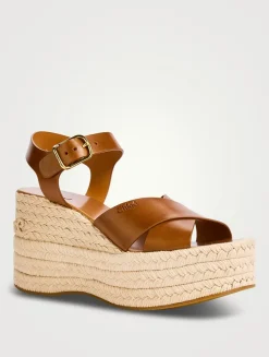 Isla Leather Espadrille Wedge Sandals