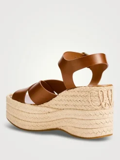 Isla Leather Espadrille Wedge Sandals