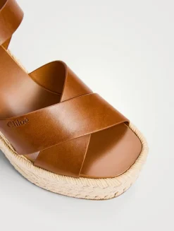 Isla Leather Espadrille Wedge Sandals