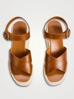 Isla Leather Espadrille Wedge Sandals