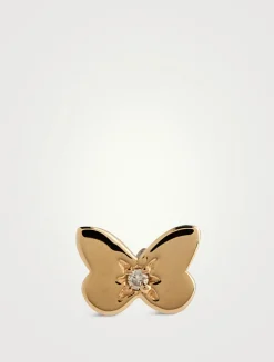 Jac+Jo Amanda 14K Gold Butterfly Stud Earring With Diamond