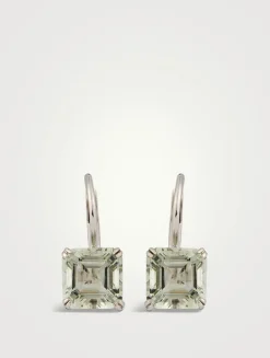 Jac+Jo Harper Silver Earrings With Green Amethyst