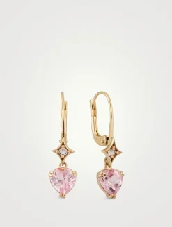 Jac+Jo 14K Gold Heart Drop Earrings With Morganite And Topaz