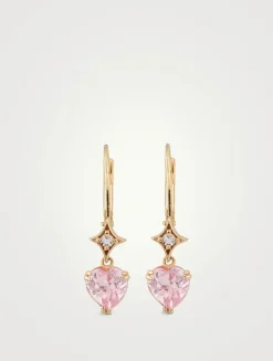 Jac+Jo 14K Gold Heart Drop Earrings With Morganite And Topaz