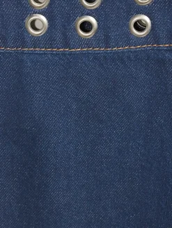 Jaylene Grommet-Trimmed Denim Mini Skirt