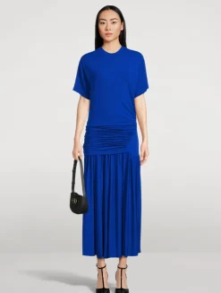 Jersey Short-Sleeve Midi Dress