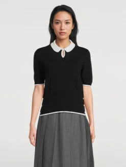 Jersey-Stitch Cashmere Polo Shirt