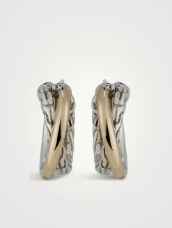 JH Essential 14K Gold And Sterling Silver Crossover Hoop Earrings