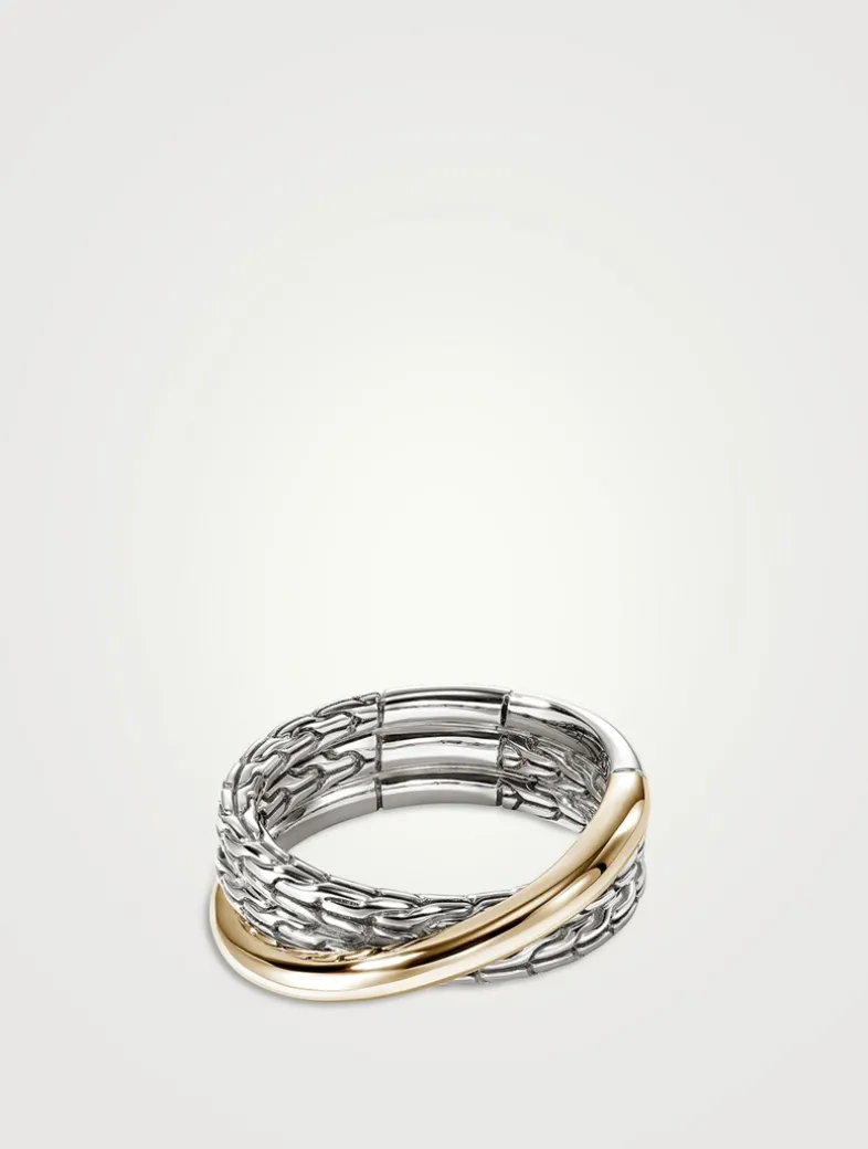JH Essential 14K Gold And Sterling Silver Crossover Ring