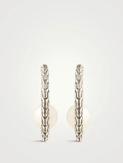 JH Essential Sterling Silver Pearl Hoop Earrings