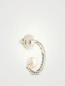 JH Essential Sterling Silver Pearl Hoop Earrings