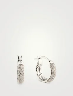 JH Essential Sterling Silver Hoop Earrings With Diamonds