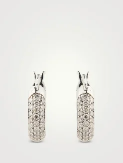 JH Essential Sterling Silver Hoop Earrings With Diamonds