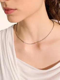 JH Essential Sterling Silver Necklace With Pavé Diamonds