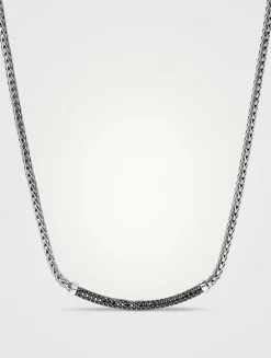 JH Essentials Silver 2.5mm Mini Chain Necklace With Treated Black Sapphire