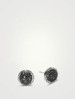 JH Essentials Silver 10mm Stud Earrings With Treated Black Sapphire