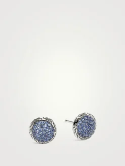 JH Essentials Silver 10mm Stud Earrings With Blue Sapphire