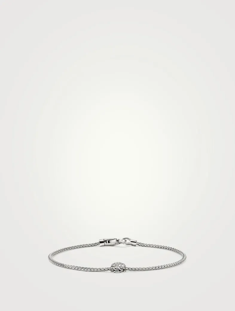 JH Essentials Sterling Silver Bracelet With Pavé Diamonds