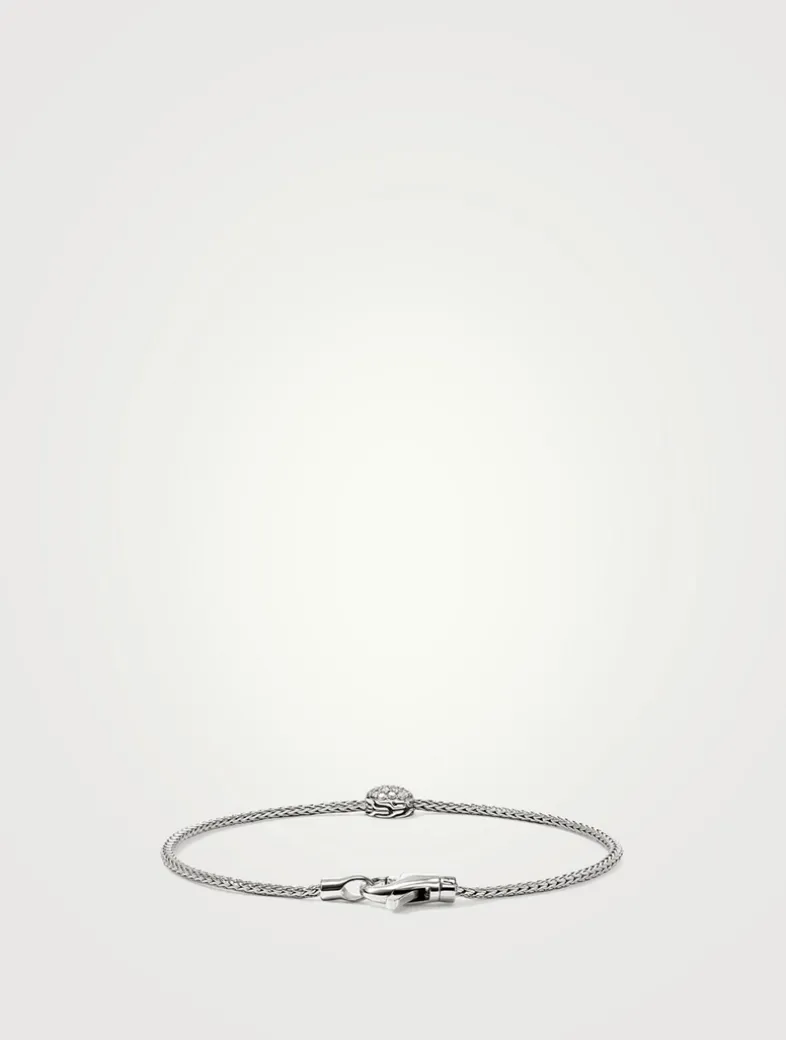 JH Essentials Sterling Silver Bracelet With Pavé Diamonds