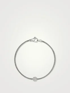JH Essentials Sterling Silver Bracelet With Pavé Diamonds