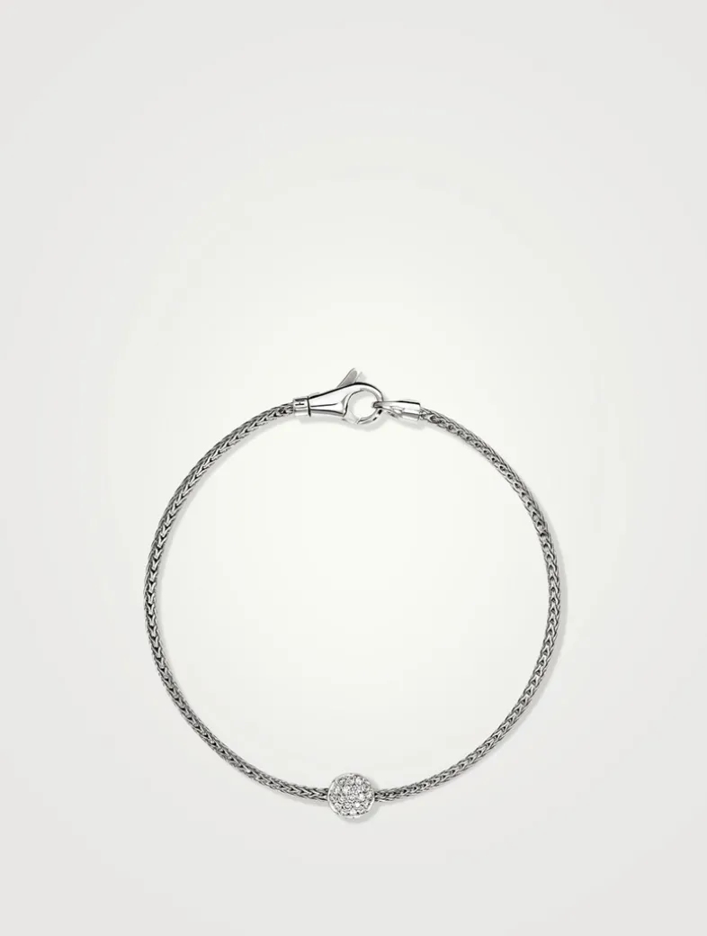 JH Essentials Sterling Silver Bracelet With Pavé Diamonds