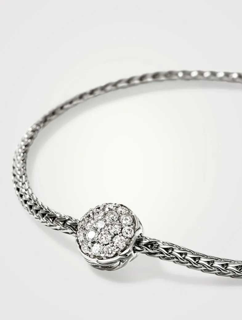 JH Essentials Sterling Silver Bracelet With Pavé Diamonds