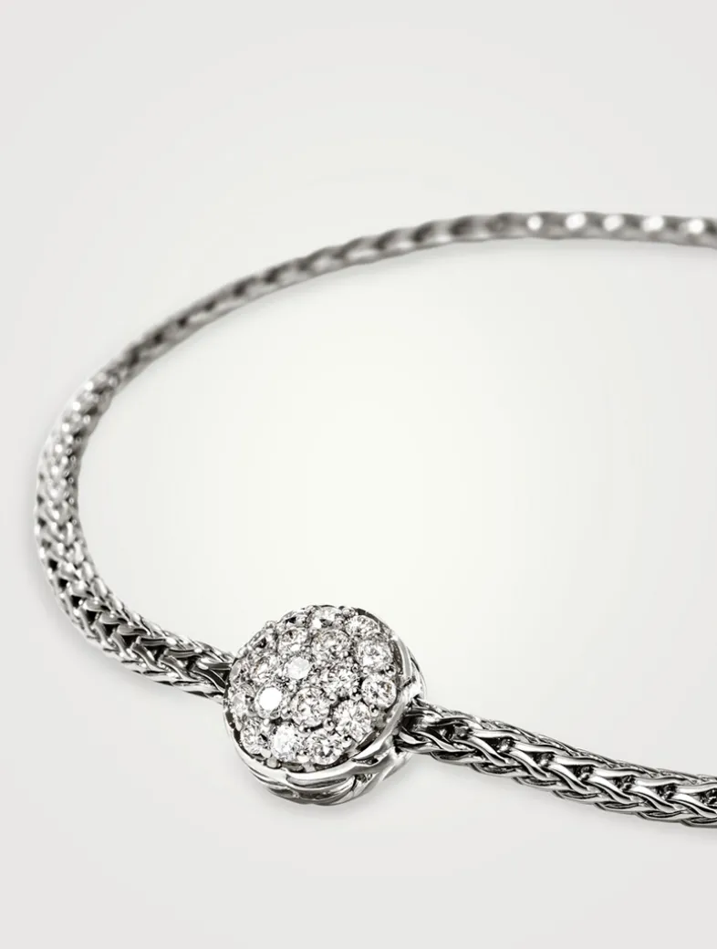 JH Essentials Sterling Silver Bracelet With Pavé Diamonds