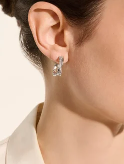 JH Essentials Sterling Silver Crossover Earrings With Pavé Diamonds