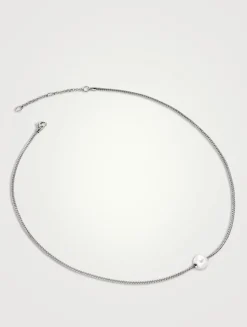 JH Essentials Sterling Silver Chain Necklace With Pearl