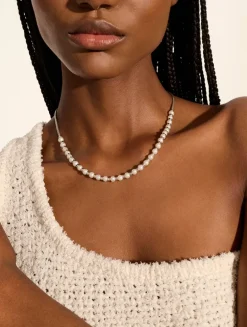 JH Essentials Sterling Silver Mini Chain Necklace With Pearls