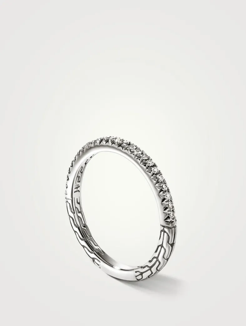 JH Essentials Sterling Silver Pavé Diamond Band Ring
